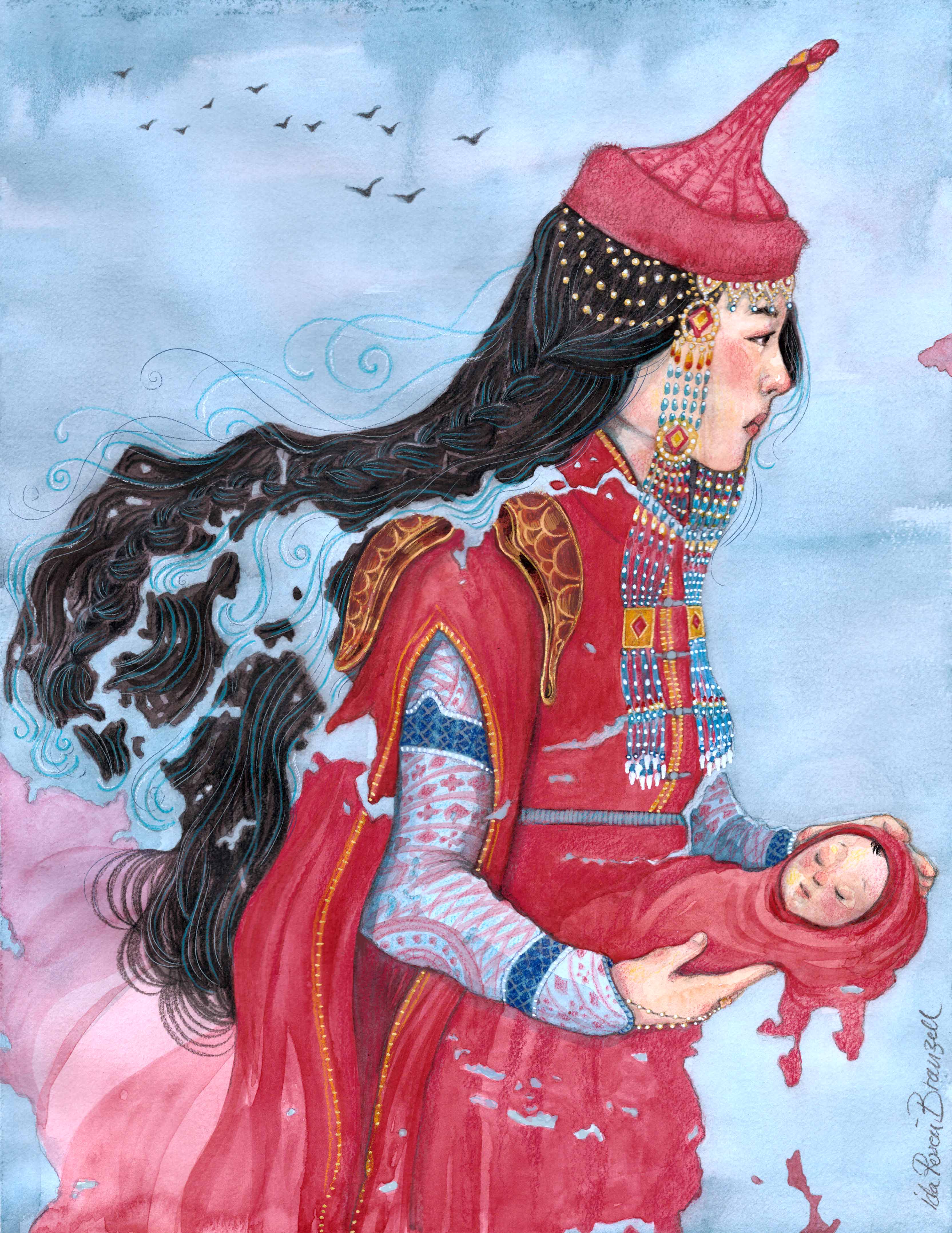 akvarell, färgpennor, analogt tecknat och målat