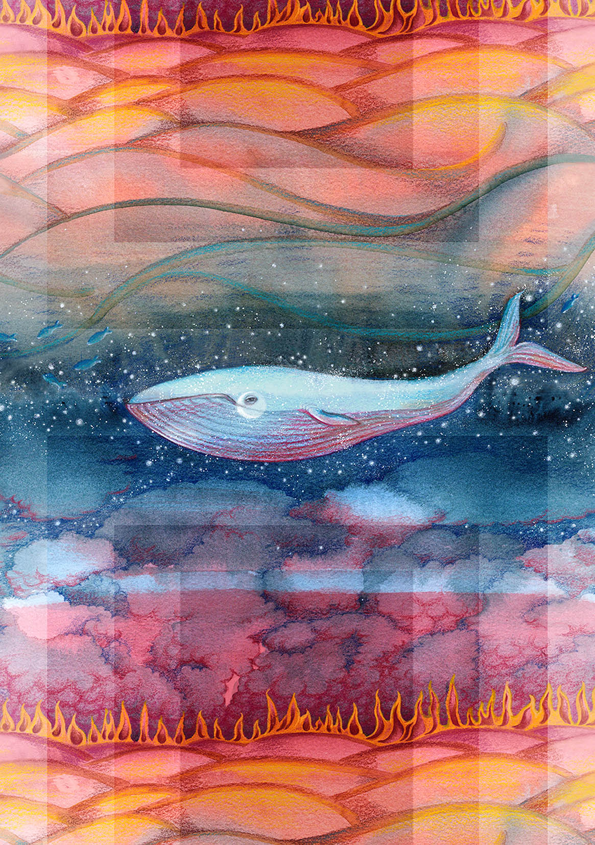 illustration, akvarell, färgpennor